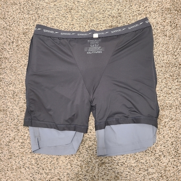 Mens Speedo Lined Gray and Black Swim Suit Board Shorts With Pockets Size XXL - Picture 7 of 10
